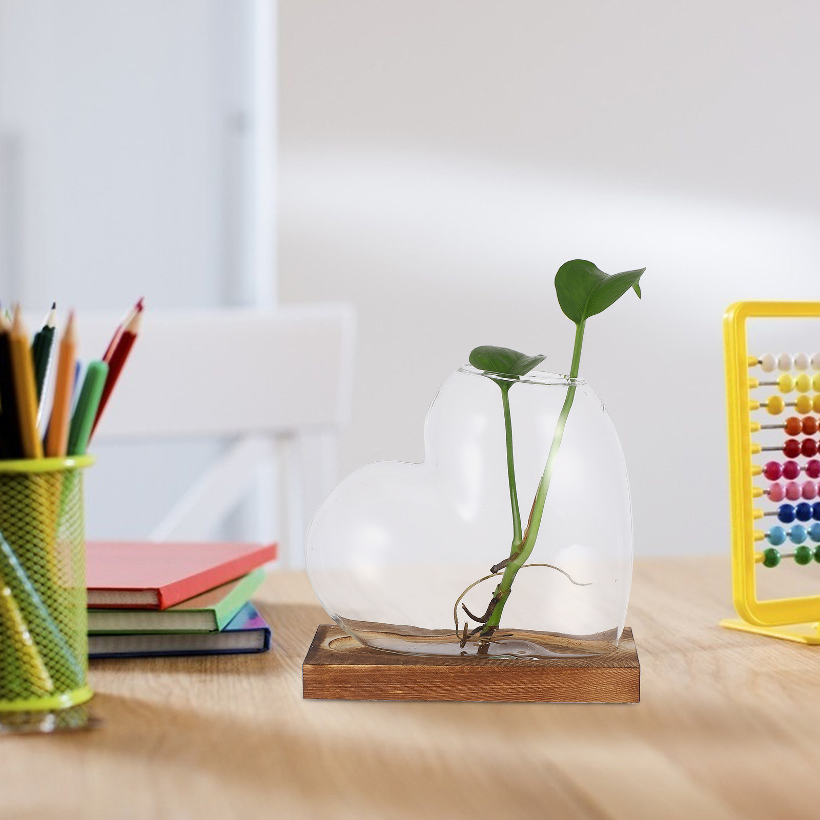 Propagation Station Vase - Heart Glass Planter Vase Hydroponic Plant