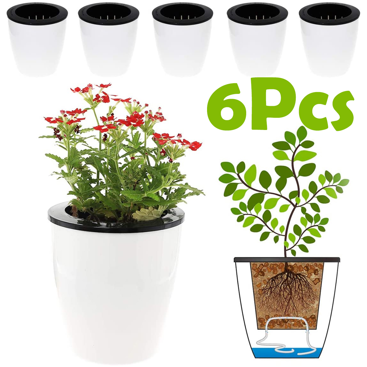 Self Watering Insert - 6/12Pcs Self-Watering Flower Pots 12cm Large