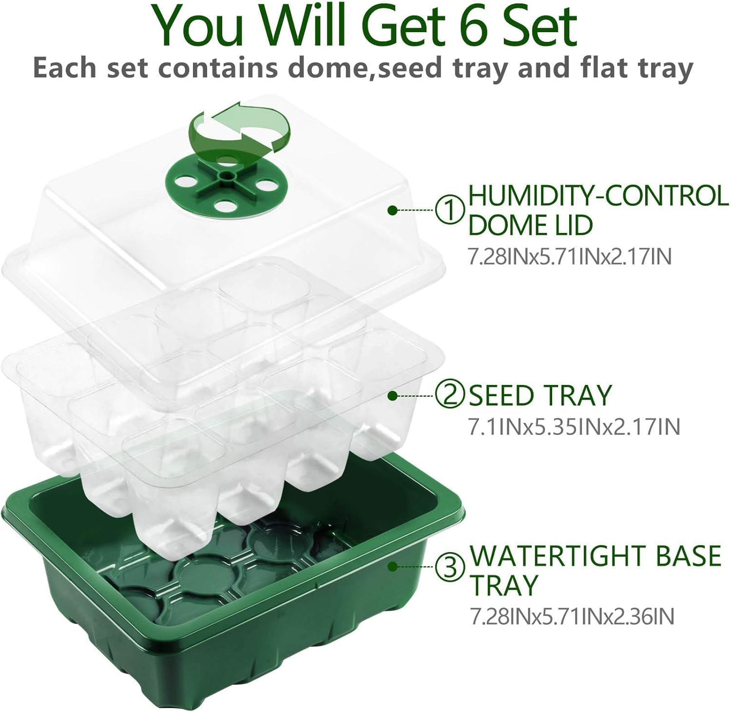 6-Pack Seed Starter Tray with  - огляд і ціна Humidity Dome Kit
