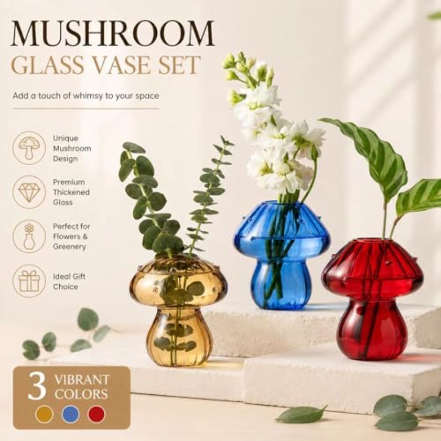 Mushroom Vases, Set of 3 Color - огляд і ціна Propagation Station Vase